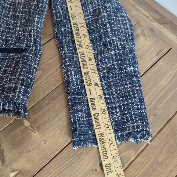 Anthropologie Paige Women’s Blue Tweed Linen Blend Puff Sleeve Blazer - Picture 11 of 13